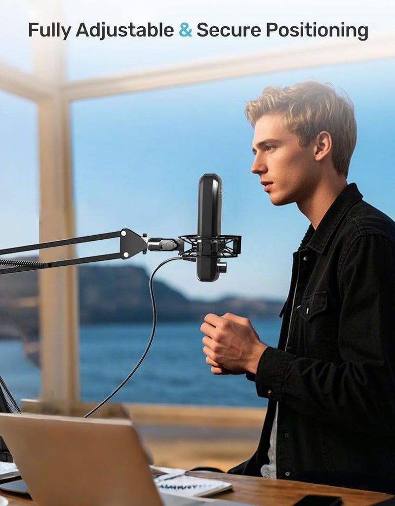 Etour Wave Shouck Mount [Custom Built for Elgato Wave:3/1], Anti-Vibration Suspension Elastic Shock Mount Holder Clip Mic Mount Stand with 3/8" or 1/4" Screw Adapter Compatible with Wave:3/1 Microphone - Image 5